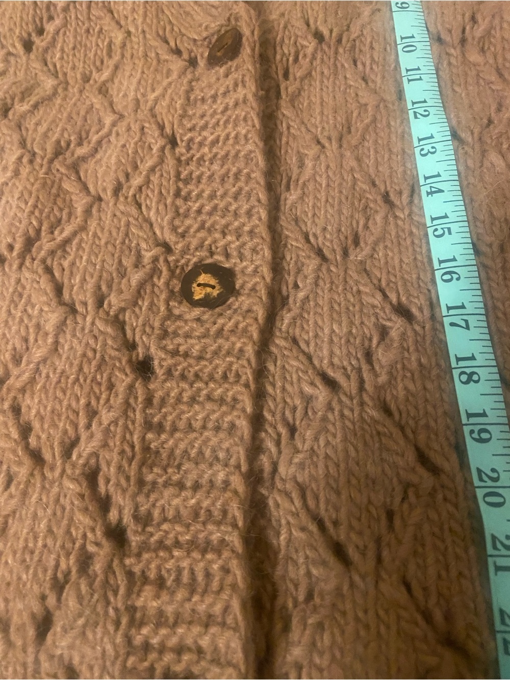 Cozy Open-Knit Shawl Collar Cardigan Sweater - Brown 38 inches long. - Picture 5 of 5